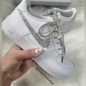Women’s Custom Nike Swarovski crystal Nike Air Force 1 With Bling Shoe Laces